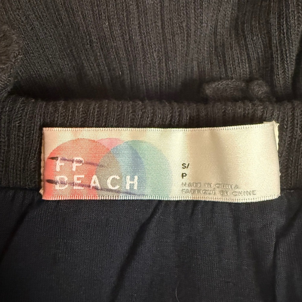 Free People Beach Brynne Mini Dress Womens Small Black Ribbed Open Tie Back - Picture 4 of 10